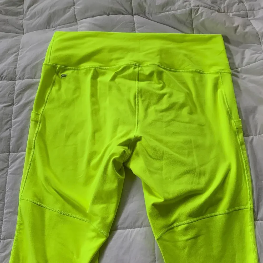 Fabletics neon yellow Power Hold On The Go High Waisted Capri leggings 2X 2XL - Picture 9 of 15